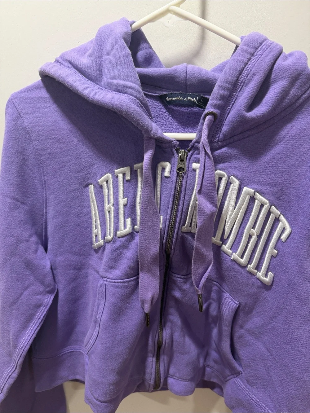 Abercrombie & Fitch Purple Zip Front Hoodie with White Logo - Picture 2 of 7